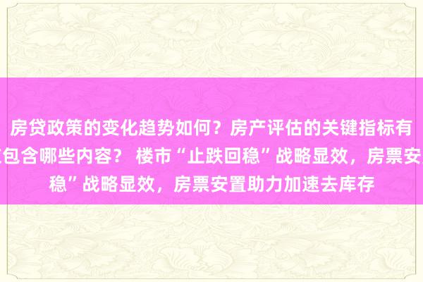 房贷政策的变化趋势如何？房产评估的关键指标有哪些？置业指南应包含哪些内容？ 楼市“止跌回稳”战略显效，房票安置助力加速去库存