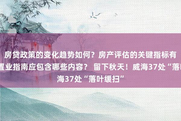 房贷政策的变化趋势如何？房产评估的关键指标有哪些？置业指南应包含哪些内容？ 留下秋天！威海37处“落叶缓扫”