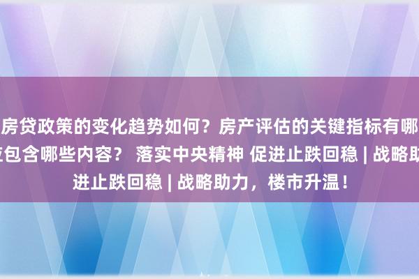 房贷政策的变化趋势如何？房产评估的关键指标有哪些？置业指南应包含哪些内容？ 落实中央精神 促进止跌回稳 | 战略助力，楼市升温！