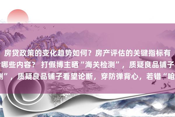 房贷政策的变化趋势如何？房产评估的关键指标有哪些？置业指南应包含哪些内容？ 打假博主晒“海关检测”，质疑良品铺子看望论断，穿防弹背心，若错“咱们进去”