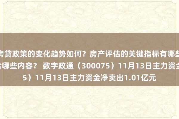 房贷政策的变化趋势如何？房产评估的关键指标有哪些？置业指南应包含哪些内容？ 数字政通（300075）11月13日主力资金净卖出1.01亿元