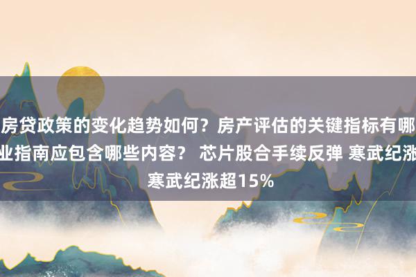 房贷政策的变化趋势如何？房产评估的关键指标有哪些？置业指南应包含哪些内容？ 芯片股合手续反弹 寒武纪涨超15%