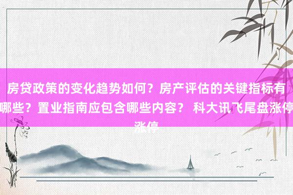 房贷政策的变化趋势如何？房产评估的关键指标有哪些？置业指南应包含哪些内容？ 科大讯飞尾盘涨停