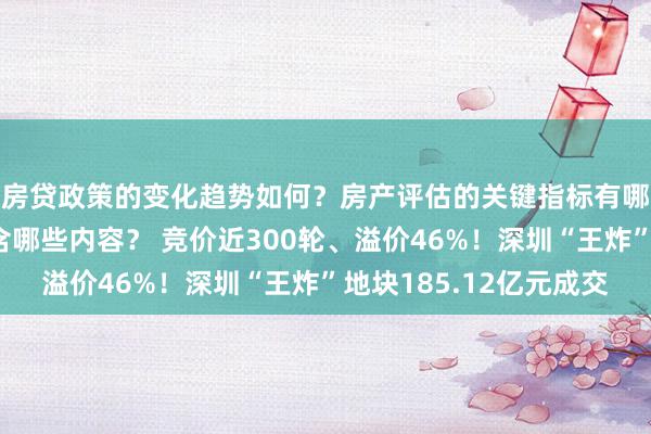 房贷政策的变化趋势如何？房产评估的关键指标有哪些？置业指南应包含哪些内容？ 竞价近300轮、溢价46%！深圳“王炸”地块185.12亿元成交