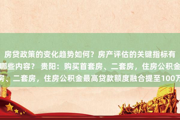 房贷政策的变化趋势如何？房产评估的关键指标有哪些？置业指南应包含哪些内容？ 贵阳：购买首套房、二套房，住房公积金最高贷款额度融合提至100万元