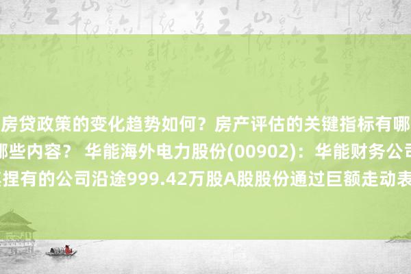 房贷政策的变化趋势如何？房产评估的关键指标有哪些？置业指南应包含哪些内容？ 华能海外电力股份(00902)：华能财务公司已将其捏有的公司沿途999.42万股A股股份通过巨额走动表情转让给华能结构调养1号基金