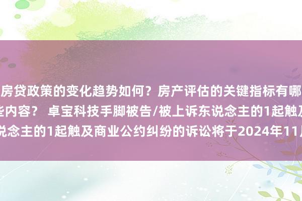 房贷政策的变化趋势如何？房产评估的关键指标有哪些？置业指南应包含哪些内容？ 卓宝科技手脚被告/被上诉东说念主的1起触及商业公约纠纷的诉讼将于2024年11月20日开庭