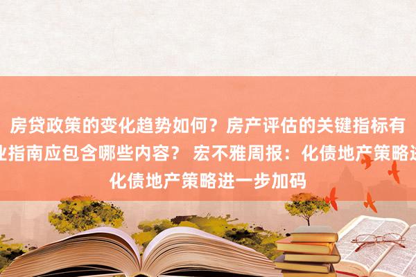 房贷政策的变化趋势如何？房产评估的关键指标有哪些？置业指南应包含哪些内容？ 宏不雅周报：化债地产策略进一步加码