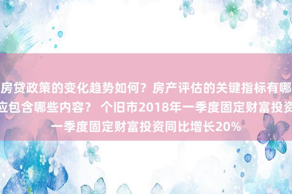 房贷政策的变化趋势如何？房产评估的关键指标有哪些？置业指南应包含哪些内容？ 个旧市2018年一季度固定财富投资同比增长20%