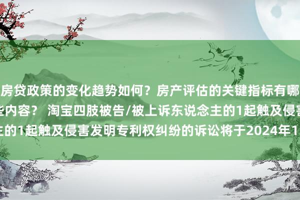 房贷政策的变化趋势如何？房产评估的关键指标有哪些？置业指南应包含哪些内容？ 淘宝四肢被告/被上诉东说念主的1起触及侵害发明专利权纠纷的诉讼将于2024年11月27日开庭