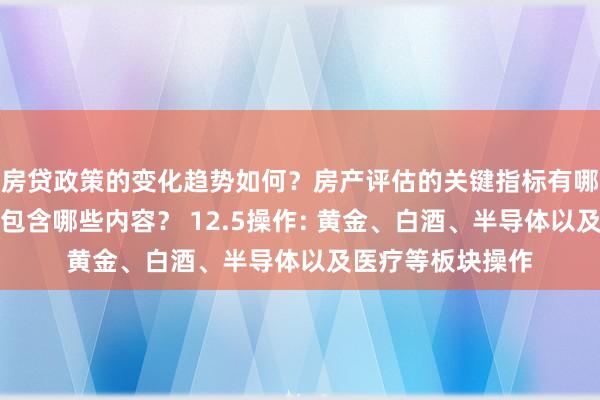 房贷政策的变化趋势如何？房产评估的关键指标有哪些？置业指南应包含哪些内容？ 12.5操作: 黄金、白酒、半导体以及医疗等板块操作