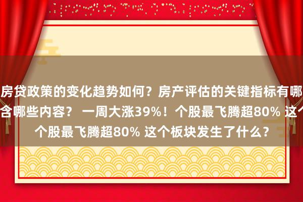 房贷政策的变化趋势如何？房产评估的关键指标有哪些？置业指南应包含哪些内容？ 一周大涨39%！个股最飞腾超80% 这个板块发生了什么？