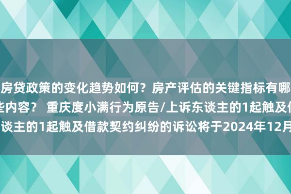 房贷政策的变化趋势如何？房产评估的关键指标有哪些？置业指南应包含哪些内容？ 重庆度小满行为原告/上诉东谈主的1起触及借款契约纠纷的诉讼将于2024年12月24日开庭