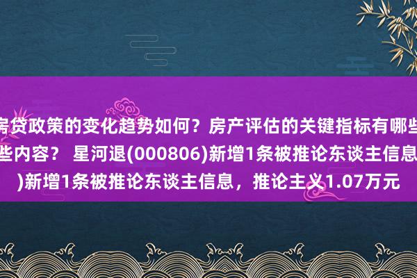 房贷政策的变化趋势如何？房产评估的关键指标有哪些？置业指南应包含哪些内容？ 星河退(000806)新增1条被推论东谈主信息，推论主义1.07万元