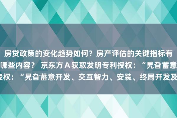 房贷政策的变化趋势如何？房产评估的关键指标有哪些？置业指南应包含哪些内容？ 京东方Ａ获取发明专利授权：“旯旮蓄意开发、交互智力、安装、终局开发及存储介质”