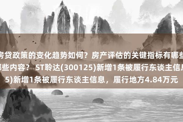 房贷政策的变化趋势如何？房产评估的关键指标有哪些？置业指南应包含哪些内容？ ST聆达(300125)新增1条被履行东谈主信息，履行地方4.84万元