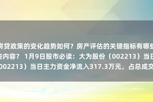 房贷政策的变化趋势如何？房产评估的关键指标有哪些？置业指南应包含哪些内容？ 1月9日股市必读：大为股份（002213）当日主力资金净流入317.3万元，占总成交额0.44%