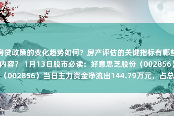 房贷政策的变化趋势如何？房产评估的关键指标有哪些？置业指南应包含哪些内容？ 1月13日股市必读：好意思芝股份（002856）当日主力资金净流出144.79万元，占总成交额4.43%