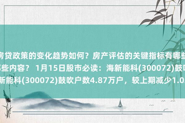 房贷政策的变化趋势如何？房产评估的关键指标有哪些？置业指南应包含哪些内容？ 1月15日股市必读：海新能科(300072)鼓吹户数4.87万户，较上期减少1.02%