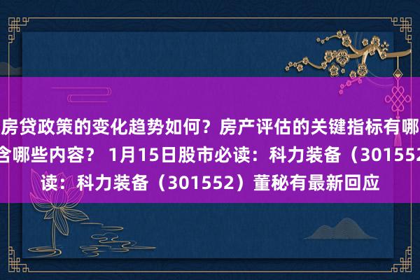 房贷政策的变化趋势如何？房产评估的关键指标有哪些？置业指南应包含哪些内容？ 1月15日股市必读：科力装备（301552）董秘有最新回应