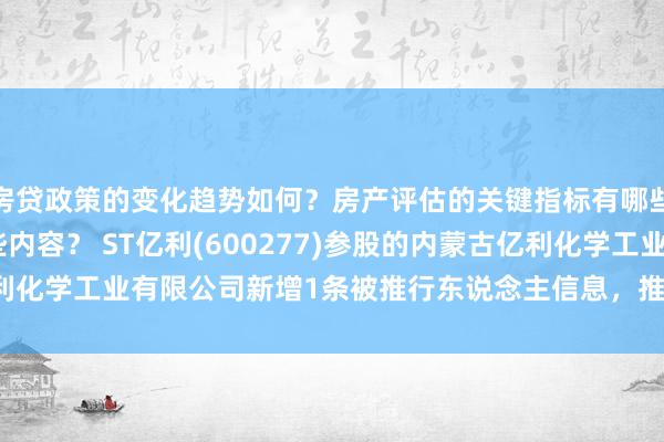 房贷政策的变化趋势如何？房产评估的关键指标有哪些？置业指南应包含哪些内容？ ST亿利(600277)参股的内蒙古亿利化学工业有限公司新增1条被推行东说念主信息，推行处所130.97万元