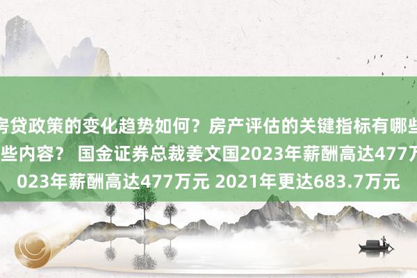 房贷政策的变化趋势如何？房产评估的关键指标有哪些？置业指南应包含哪些内容？ 国金证券总裁姜文国2023年薪酬高达477万元 2021年更达683.7万元