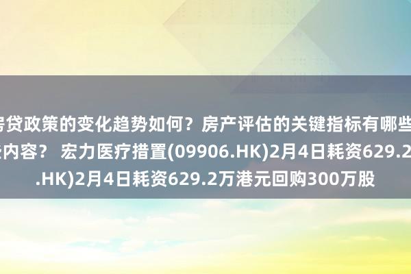 房贷政策的变化趋势如何？房产评估的关键指标有哪些？置业指南应包含哪些内容？ 宏力医疗措置(09906.HK)2月4日耗资629.2万港元回购300万股