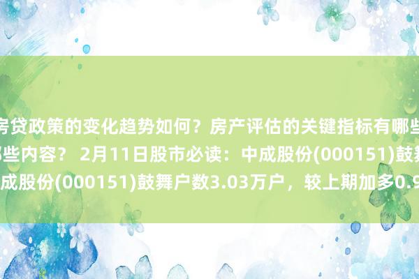 房贷政策的变化趋势如何？房产评估的关键指标有哪些？置业指南应包含哪些内容？ 2月11日股市必读：中成股份(000151)鼓舞户数3.03万户，较上期加多0.9%