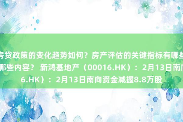 房贷政策的变化趋势如何？房产评估的关键指标有哪些？置业指南应包含哪些内容？ 新鸿基地产（00016.HK）：2月13日南向资金减握8.8万股