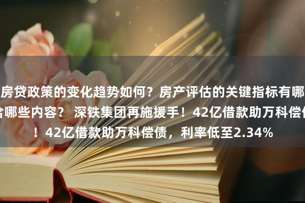 房贷政策的变化趋势如何？房产评估的关键指标有哪些？置业指南应包含哪些内容？ 深铁集团再施援手！42亿借款助万科偿债，利率低至2.34%