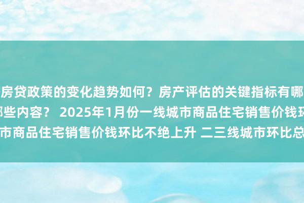 房贷政策的变化趋势如何？房产评估的关键指标有哪些？置业指南应包含哪些内容？ 2025年1月份一线城市商品住宅销售价钱环比不绝上升 二三线城市环比总体略降