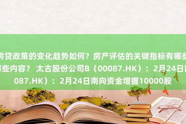 房贷政策的变化趋势如何？房产评估的关键指标有哪些？置业指南应包含哪些内容？ 太古股份公司B（00087.HK）：2月24日南向资金增握10000股