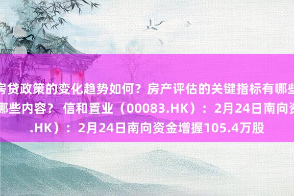 房贷政策的变化趋势如何？房产评估的关键指标有哪些？置业指南应包含哪些内容？ 信和置业（00083.HK）：2月24日南向资金增握105.4万股