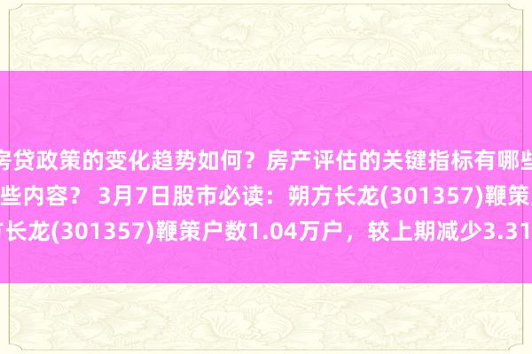 房贷政策的变化趋势如何？房产评估的关键指标有哪些？置业指南应包含哪些内容？ 3月7日股市必读：朔方长龙(301357)鞭策户数1.04万户，较上期减少3.31%