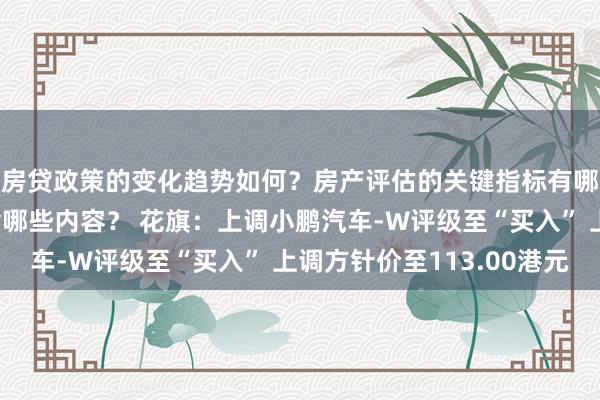 房贷政策的变化趋势如何？房产评估的关键指标有哪些？置业指南应包含哪些内容？ 花旗：上调小鹏汽车-W评级至“买入” 上调方针价至113.00港元