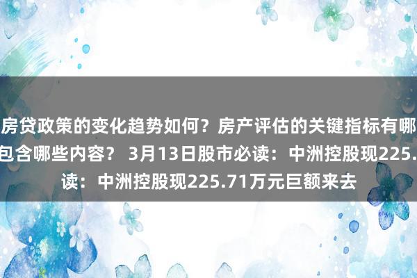 房贷政策的变化趋势如何？房产评估的关键指标有哪些？置业指南应包含哪些内容？ 3月13日股市必读：中洲控股现225.71万元巨额来去