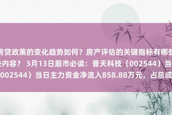 房贷政策的变化趋势如何？房产评估的关键指标有哪些？置业指南应包含哪些内容？ 3月13日股市必读：普天科技（002544）当日主力资金净流入858.88万元，占总成交额3.88%