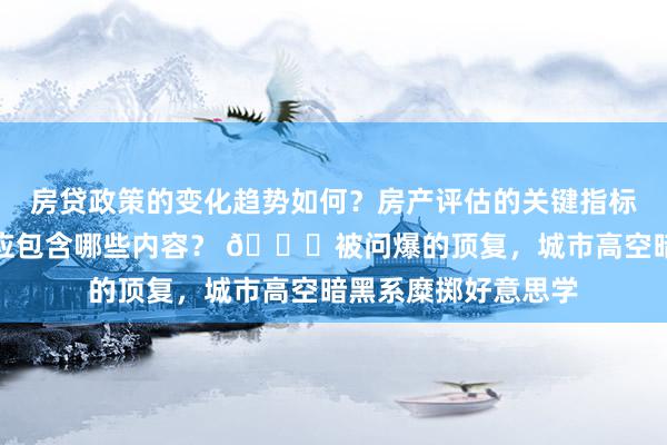 房贷政策的变化趋势如何？房产评估的关键指标有哪些？置业指南应包含哪些内容？ 🌃被问爆的顶复，城市高空暗黑系糜掷好意思学